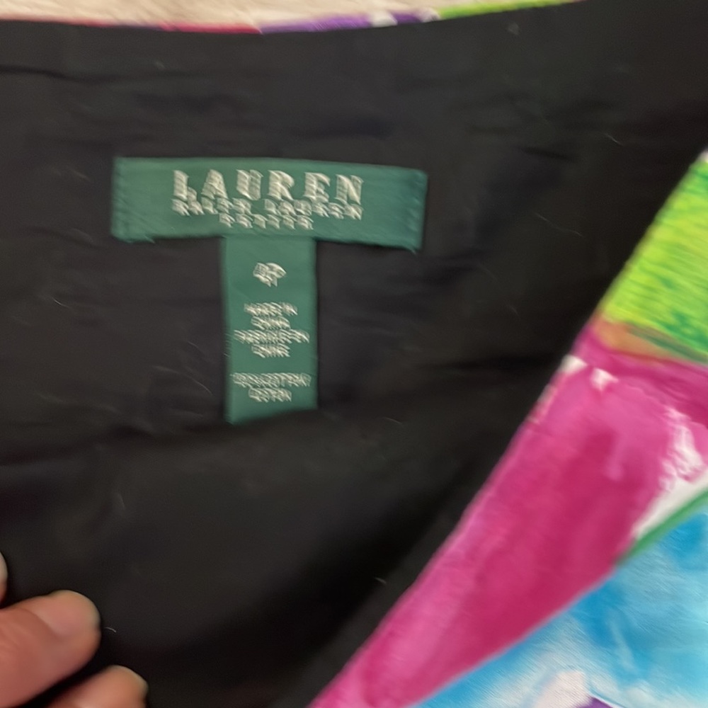 Lauren Ralph Lauren Multi-Color Floral & Leaf Print Pleated Knee Length Skirt 4P - Picture 8 of 12